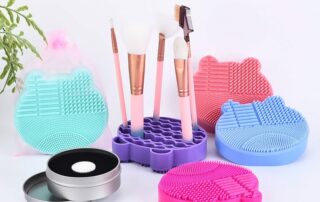 Silicon Makeup Brush Cleaner Mat with Brush Drying Cosmetic Brush Cleaning Pad And Dry Cleaned