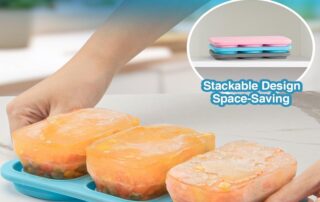 Silicone Freezer Trays With Lid Leak Proof Stackable Freezer Mold 2 Pcs Large Ice Cube Trays