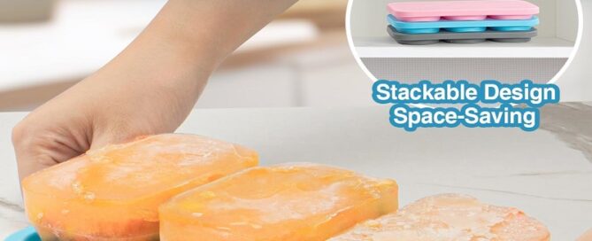 Silicone Freezer Trays With Lid Leak Proof Stackable Freezer Mold 2 Pcs Large Ice Cube Trays