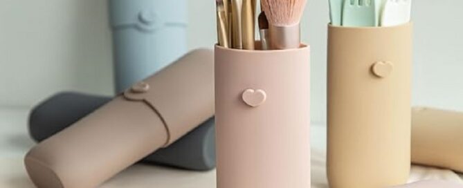 Silicone Makeup Brush Holder Travel Anti-Fall Out Cover Portable Makeup Cosmetic Pouch