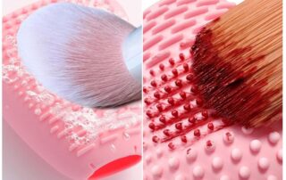Silicone Travel Make-up Brush Holder with Cleaner Mat Pad Eye Lip Brushes Storage Cleaning Sleeve