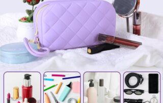 Travel Makeup Bag Waterproof Silicone Toiletry Bag Purple Mini Zipper Makeup Pouches for Purse