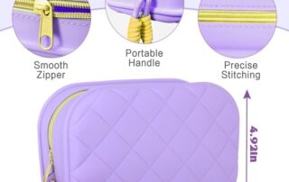Travel Makeup Bag Waterproof Silicone Toiletry Bag Purple Mini Zipper Makeup Pouches for Purse