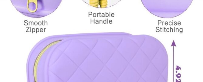 Travel Makeup Bag Waterproof Silicone Toiletry Bag Purple Mini Zipper Makeup Pouches for Purse