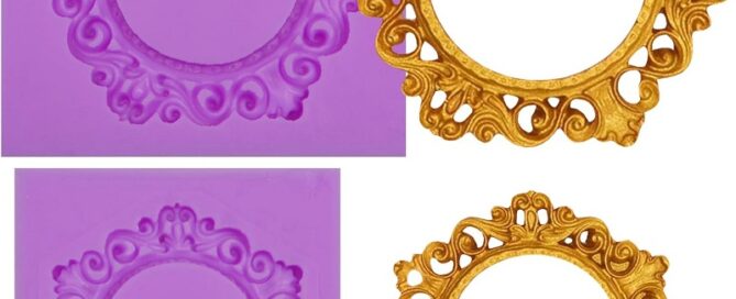 Vintage Picture Frame Silicone Molds for Resin Casting 2 Piece Ornate Baroque Design Fondant Molds