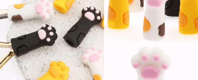 Cartoon Cat Paw Silicone Cover Protective Sleeve for Nail Scissors Manicure Tools Cap