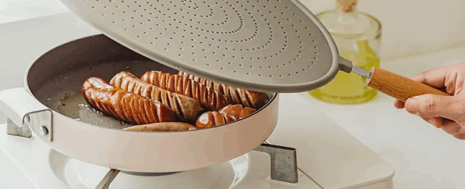 Kitchen Tools Gadgets Silicone Splatter Screen with Handle Heat-resisting Oil Splash Guard