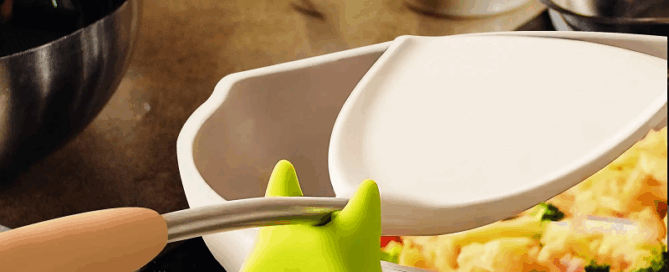 Silicone Handle Spatula Clip Heat Resistance Non-Slip Silicone Pot Spoon Pan Holder Rest