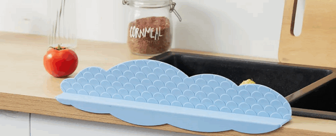Silicone Sink Splash Guard with Suction Cup for Kitchen Silicone Sink Edge Barrier