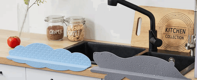 Silicone Sink Splash Guard with Suction Cup for Kitchen Silicone Sink Edge Barrier