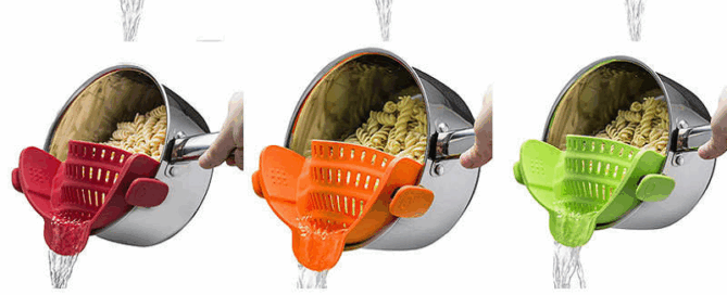 Kitchen Silicone Pot Strainer Silicone Pasta Strainer Adjustable Silicone Clip-on Strainer for Pots