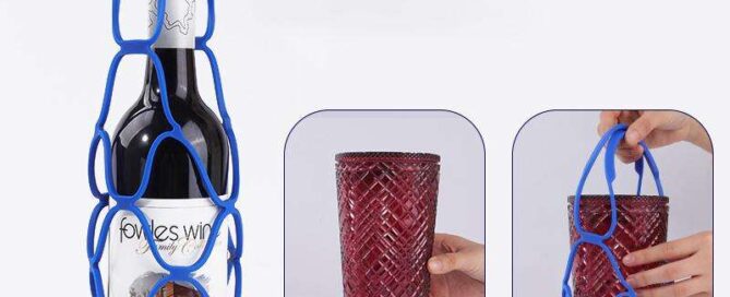 Silicone Heat Insulation Pad Silicone Foldable Breathable Wine Bottle Carrier Carry Bag