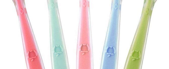 Liquid Silicone Baby Spoon Plastic Core Handle Wrapped In Silicone BPA Free Baby Food Feeder