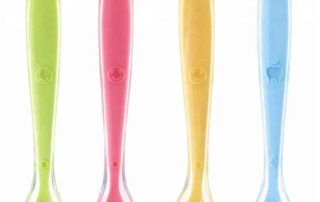 Liquid Silicone Baby Spoon Plastic Core Handle Wrapped In Silicone BPA Free Baby Food Feeder