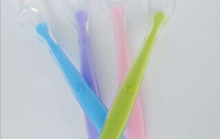Liquid Silicone Baby Spoon Plastic Core Handle Wrapped In Silicone BPA Free Baby Food Feeder