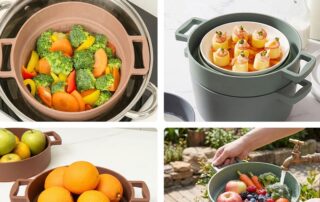 Heat Resistant Silicone Folding Steamer Kitchen Colanders Strainers for Vegetables and Fruits