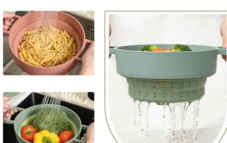 Heat Resistant Silicone Folding Steamer Kitchen Colanders Strainers for Vegetables and Fruits