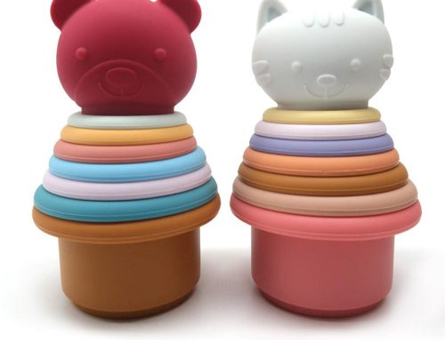 Kids Bath Toy Toddler Silicone Stacker Toy Rainbow Stacking Tower Game Blocks Sets