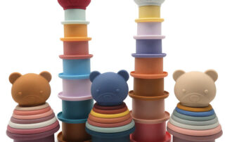Kids Bath Toy Toddler Silicone Stacker Toy Rainbow Stacking Tower Game Blocks Sets