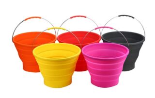 Outdoor Camping Round 10L Silicone Folding Bucket with Handle for Cleaning Washing