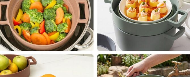 Heat-Resistant Silicone Folding Steamer Kitchen Strainers for Vegetables and Fruits