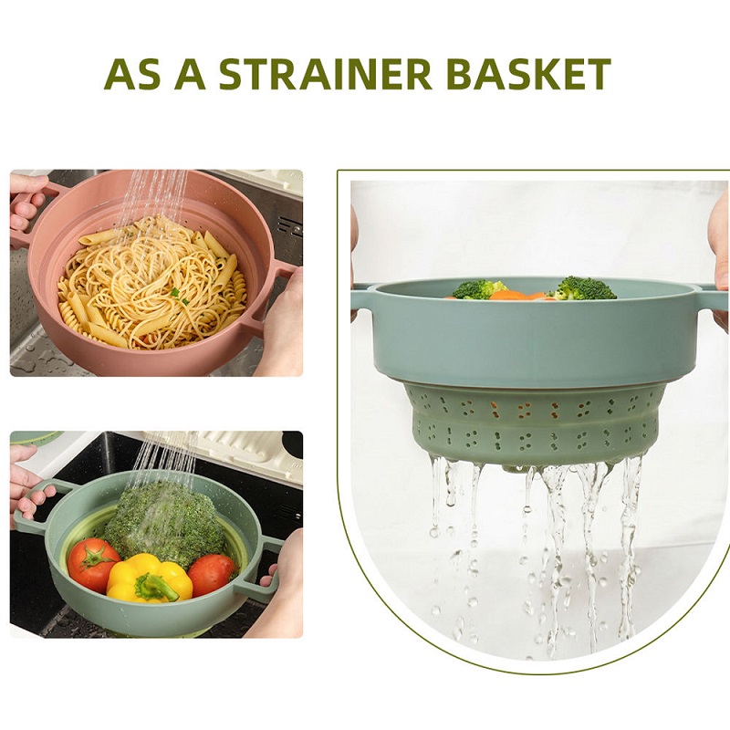 Heat-Resistant Silicone Folding Steamer Kitchen Strainers for Vegetables and Fruits